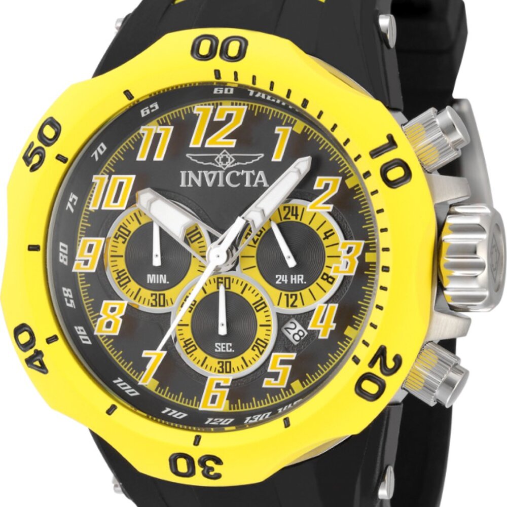 Invicta Men's 52.5mm Venom Chronograph Quartz Yellow/Black Tone SS 100m Watch